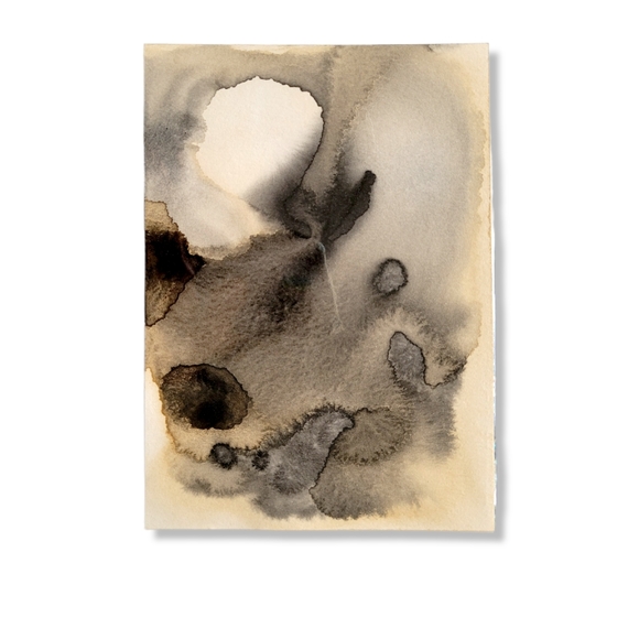 Abstract Art on Watercolor Paper. Series of 4, Original Suminagashi Sumi Ink - Picture 2 of 5